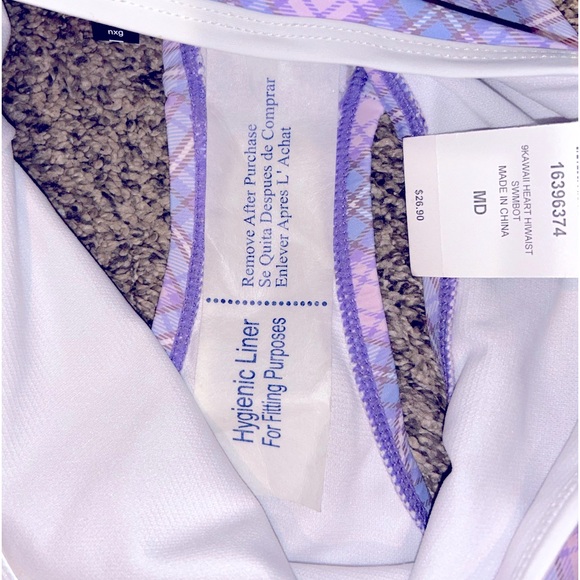 Hot Topic Kawaii Pink & Purple Plaid Collared Swim Top & High waisted bottoms - Picture 10 of 13